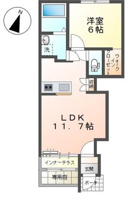 田代新町アパート(1LDK/1階)の間取り写真