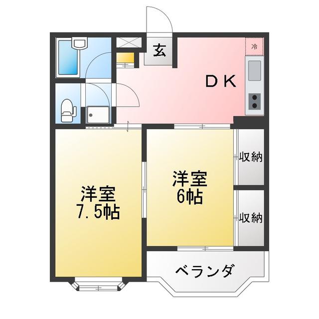 中澤マンション(2DK/1階)の間取り写真