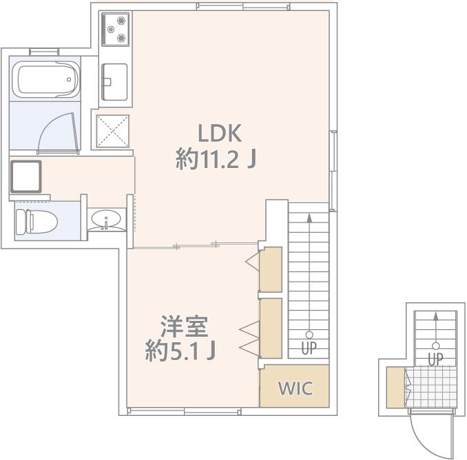 GRANDUO代沢III(1LDK/2階)の間取り写真