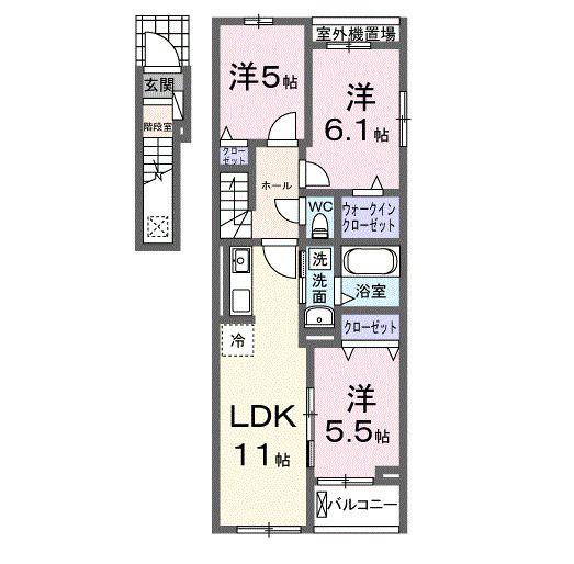 フランシーズコート行田(3LDK/2階)の間取り写真