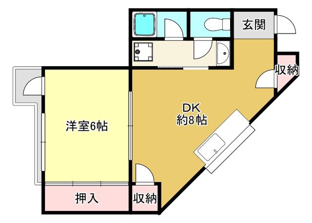 フルハイツ元今(1DK/2階)の間取り写真