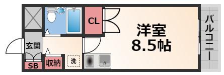 メゾン朝日 八戸ノ里(ワンルーム/2階)の間取り写真