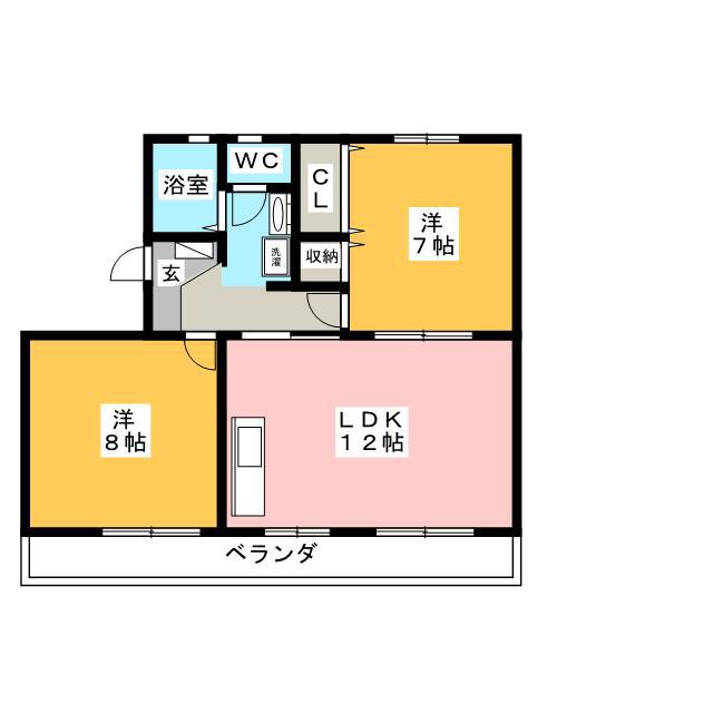 グレースバレー(2LDK/3階)の間取り写真
