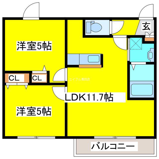 VEGA HIRAOKA1-2(2LDK/3階)の間取り写真