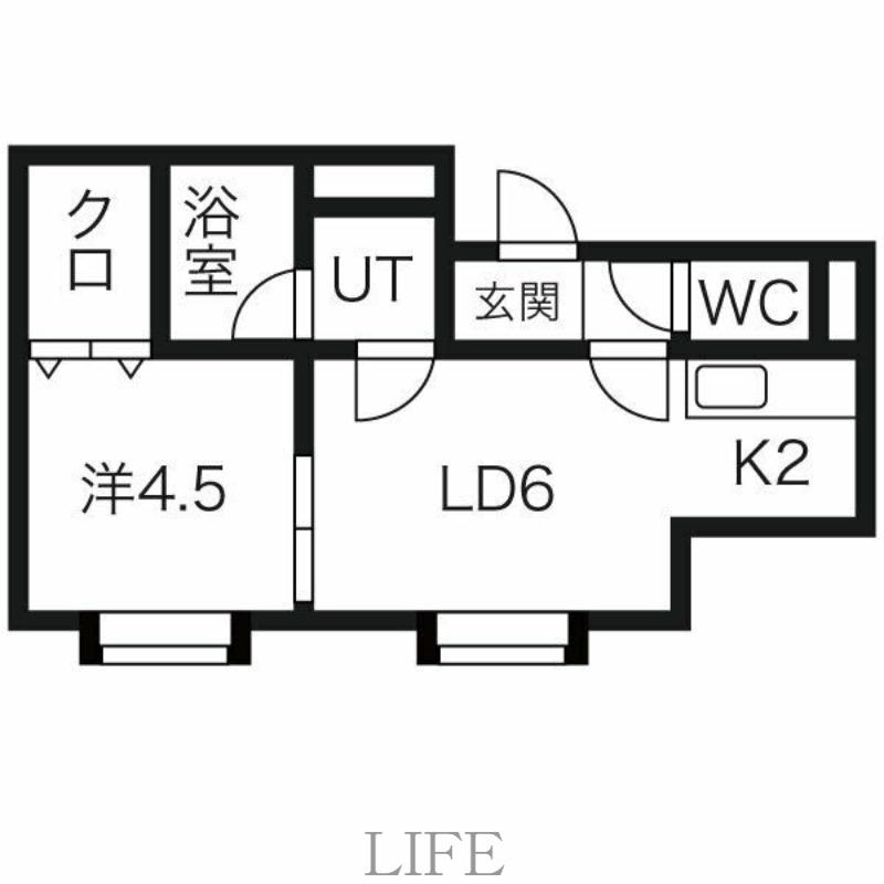 ラ・ホワイエ(1DK/2階)の間取り写真