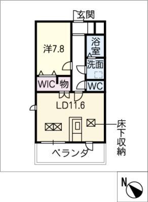 ルネス東員(1LDK/1階)の間取り写真