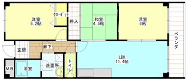 アルトピノ立花(3LDK/2階)の間取り写真