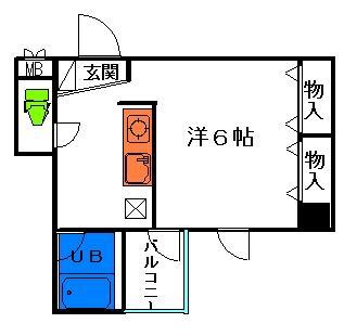 シャルマンS(ワンルーム/3階)の間取り写真