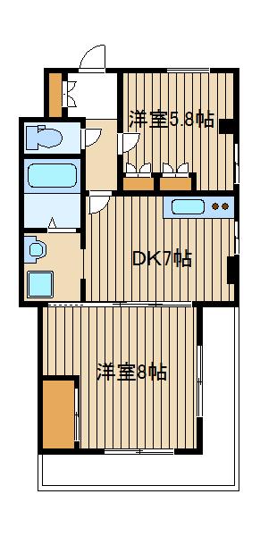 ヴィラ・イースト(2DK/4階)の間取り写真