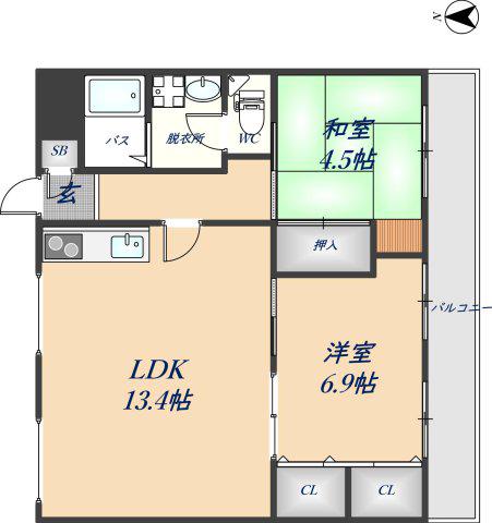 エル・セレーノ志紀(2LDK/3階)の間取り写真