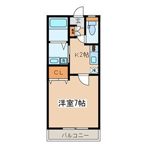 メゾンボヌール(1K/1階)の間取り写真