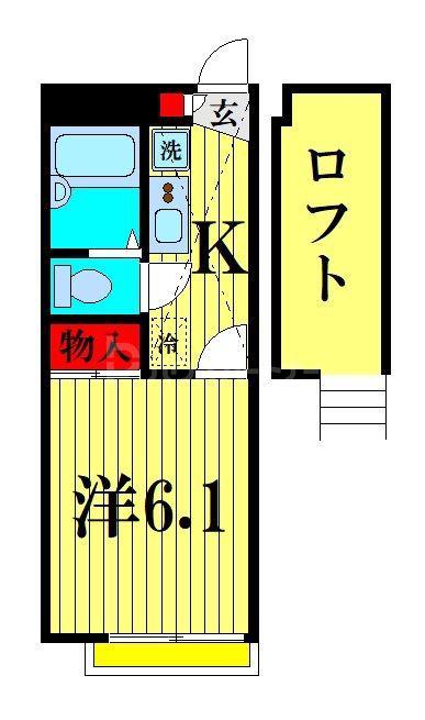 アルケミー逆井(1K/1階)の間取り写真