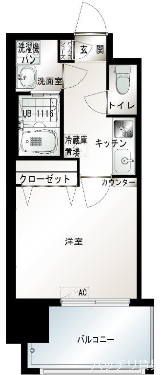 エンクレスト博多駅前III(1K/2階)の間取り写真