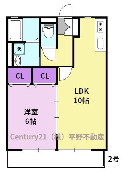 カーザ・ミアII(1LDK/2階)の間取り写真
