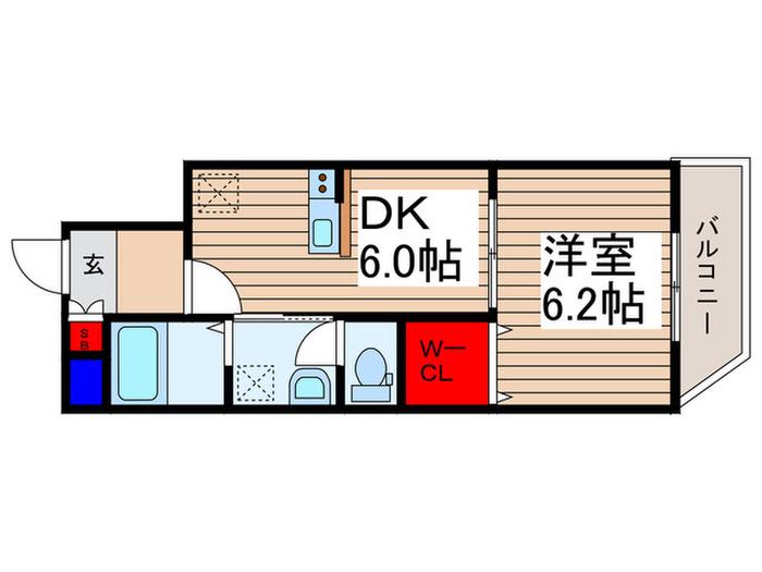 プライムガーデン鶴瀬(1DK/1階)の間取り写真