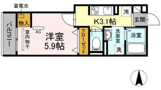 OKUE II(1K/3階)の間取り写真