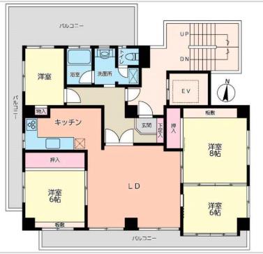 中司ビル(4LDK/5階)の間取り写真