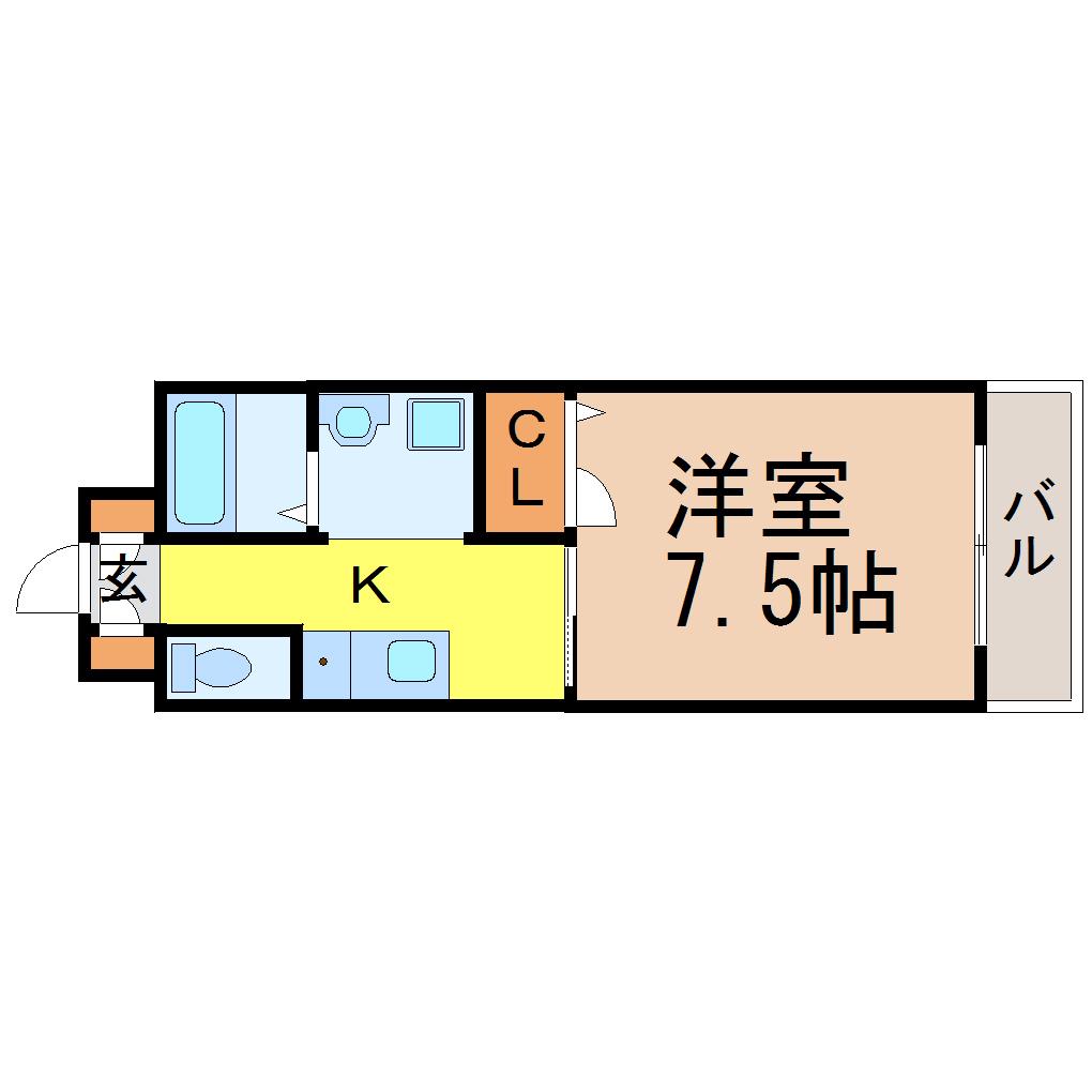 マルキース川名(1K/2階)の間取り写真