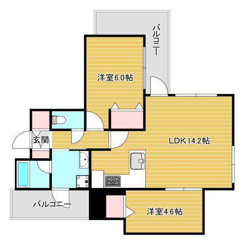 JASPER御堂筋本町(2LDK/6階)の間取り写真