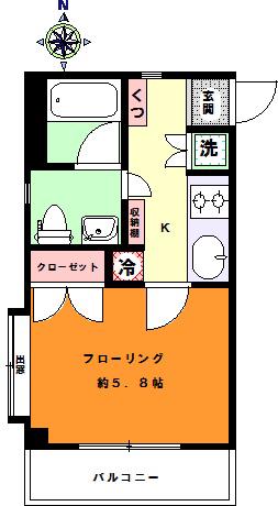 リヴェロ中十条(1K/2階)の間取り写真
