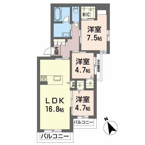 シャーメゾンつつみ(3LDK/3階)の間取り写真