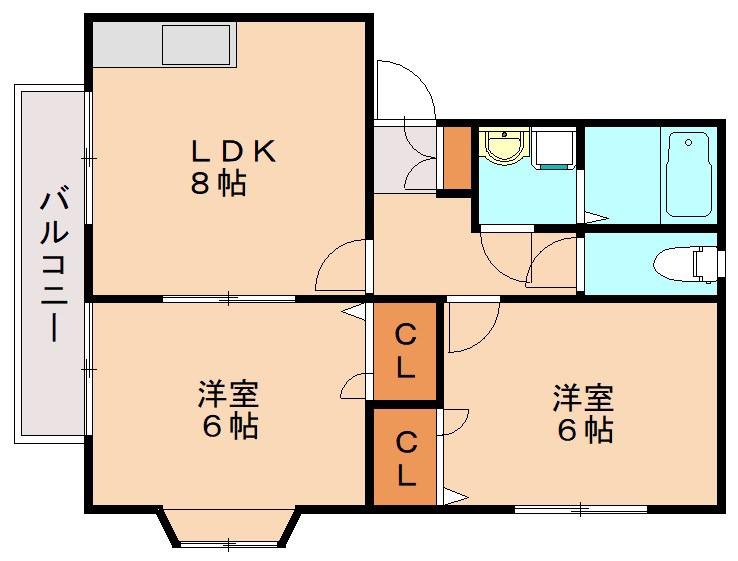 リバーシティ志免A棟(2LDK/1階)の間取り写真