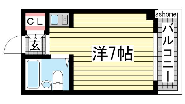 サンビレッジ北須磨(ワンルーム/3階)の間取り写真