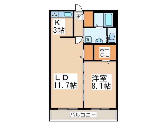 マリアージュ(1LDK/3階)の間取り写真