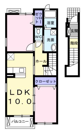 グラン ジュテ(2LDK/2階)の間取り写真