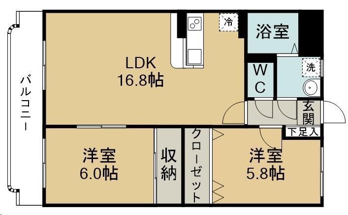 HAUSE.A荒井(2LDK/1階)の間取り写真