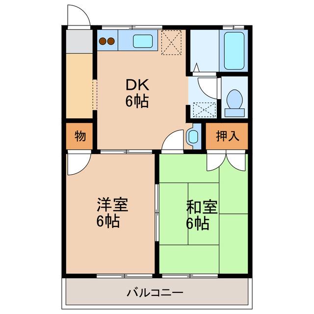 シティハマオカI(2DK/2階)の間取り写真