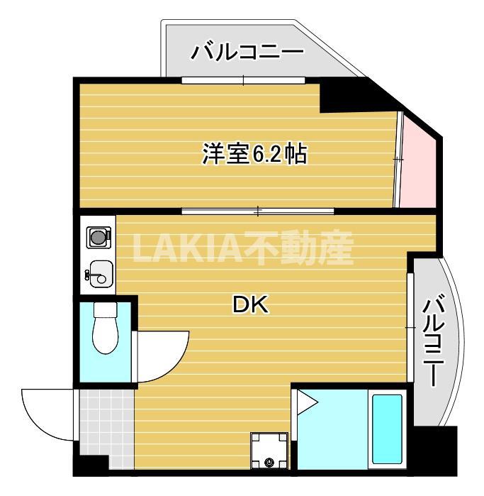 ゆずり葉(1DK/4階)の間取り写真