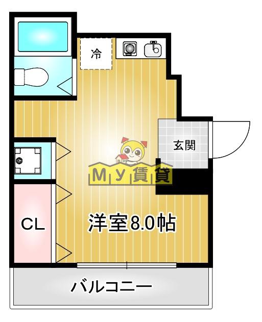 シャトー藤(ワンルーム/3階)の間取り写真