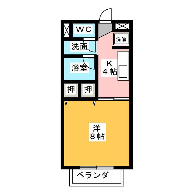 タカヤハイツ B棟(1K/2階)の間取り写真