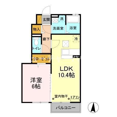 カーサ コモド(1LDK/1階)の間取り写真