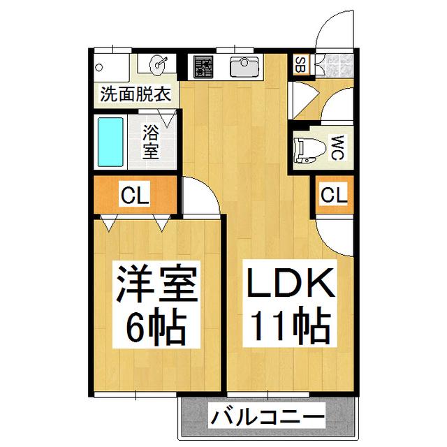 フレグランスハピネスA(1LDK/1階)の間取り写真