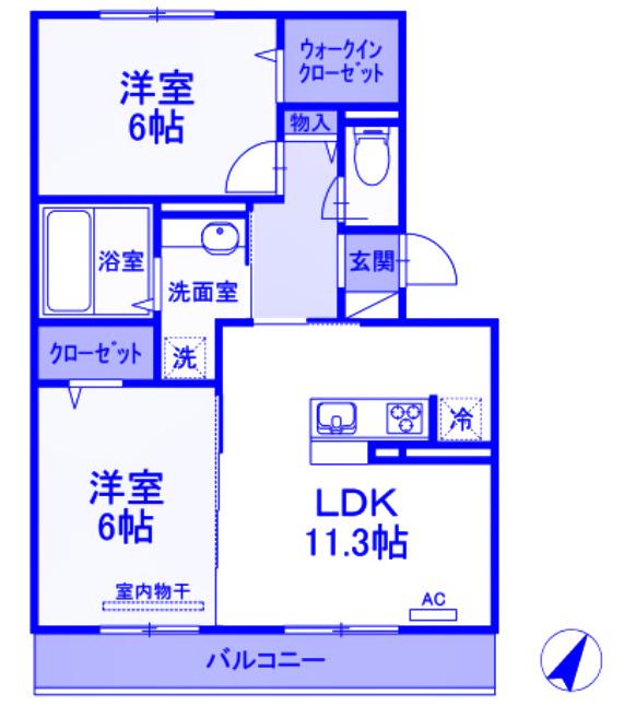 REGULUS  C棟(2LDK/2階)の間取り写真