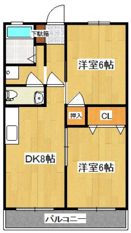 サンリバーI(2DK/2階)の間取り写真