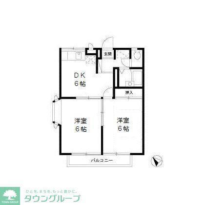 グランローゼ御仲井(2DK/1階)の間取り写真