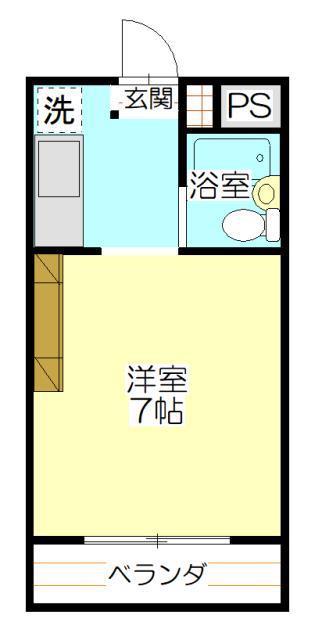 サンセゾン玉穂(1K/2階)の間取り写真