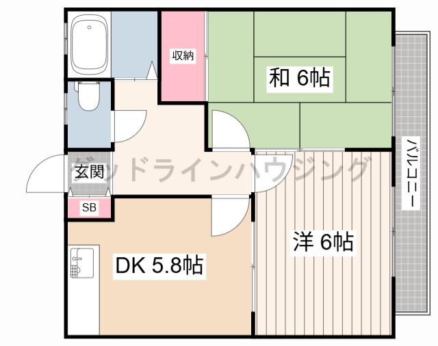 ブルーヴィラ(2DK/1階)の間取り写真