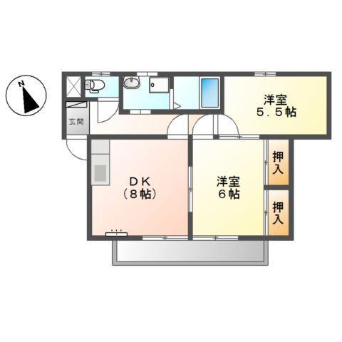 エクセレンス矢頭(2DK/1階)の間取り写真