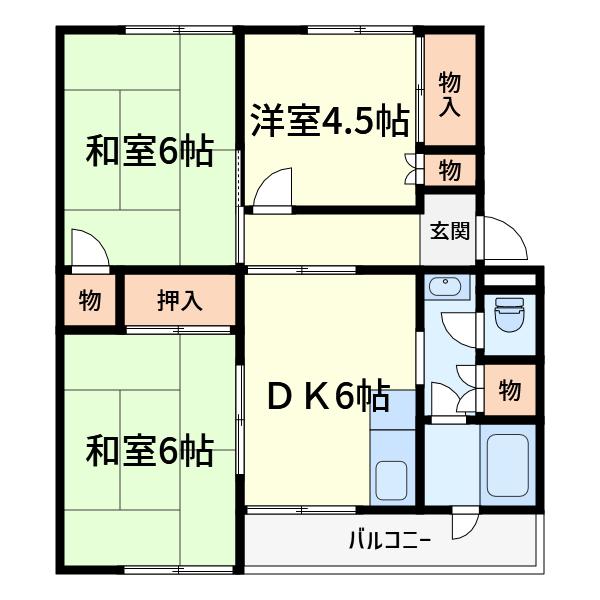 マンション川添(3DK/4階)の間取り写真