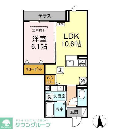 D-ROOM福沢町(1LDK/2階)の間取り写真