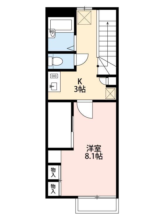 ホークII(1K/2階)の間取り写真