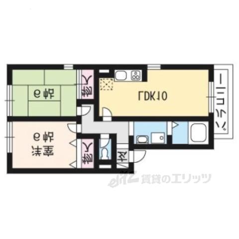 ラ・ルミエールⅡ(2LDK/2階)の間取り写真