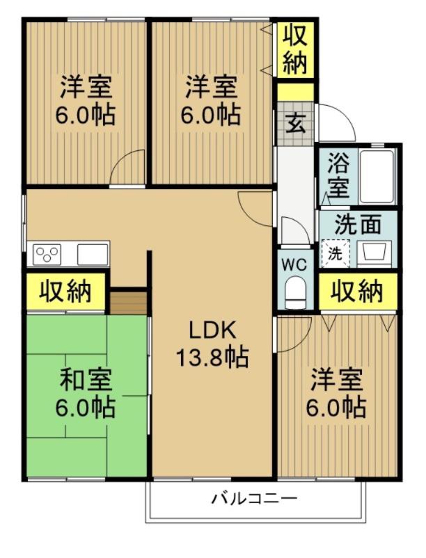 シャンピア吉久A(4LDK/2階)の間取り写真