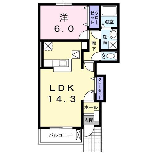 ファレ・キヨラ(1LDK/1階)の間取り写真