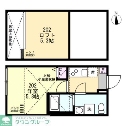 リヴェール中原(1K/2階)の間取り写真