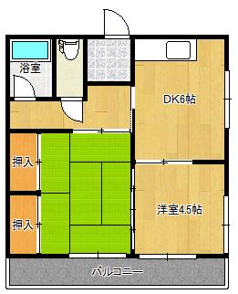 第1コーポゆき(2DK/2階)の間取り写真